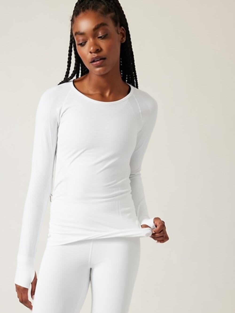 Athleta Speedlight Seamless Long Sleeve Activewear Top Bright White L NWT